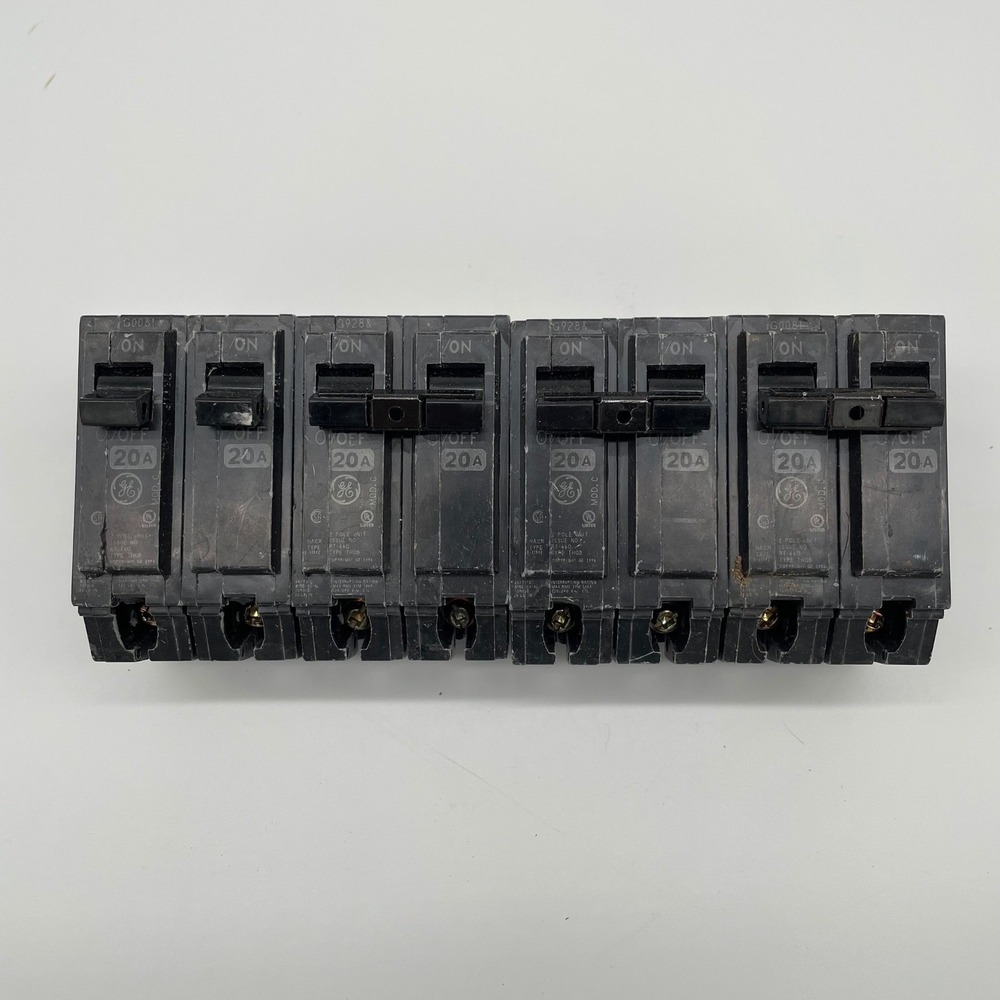 Lot of 4 GE THQB2120 20 Amp 2 Pole Bolt-On Circuit Breakers Type THQB 2P 20A